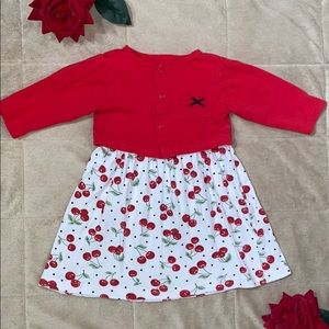 Baby girl polka dot cherry dress size 6-9 months